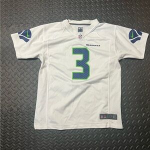 NFL Kids White Seahawks #3 Jersey with Blue and Green Accents